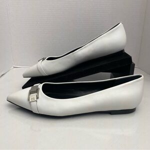 NEW Calvin Klein KC Angel White Pointed Toe Embellished Flats Size 6
